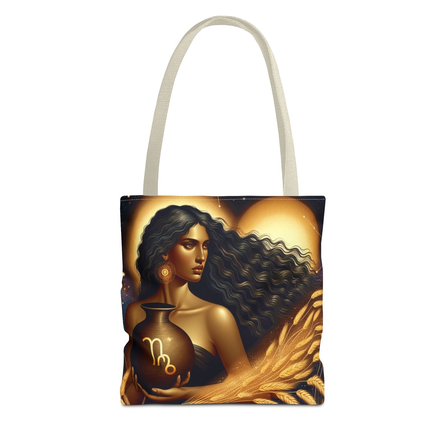 Astrology Tote Bag - Zodiac Virgo Design with Elegant Goddess Illustration