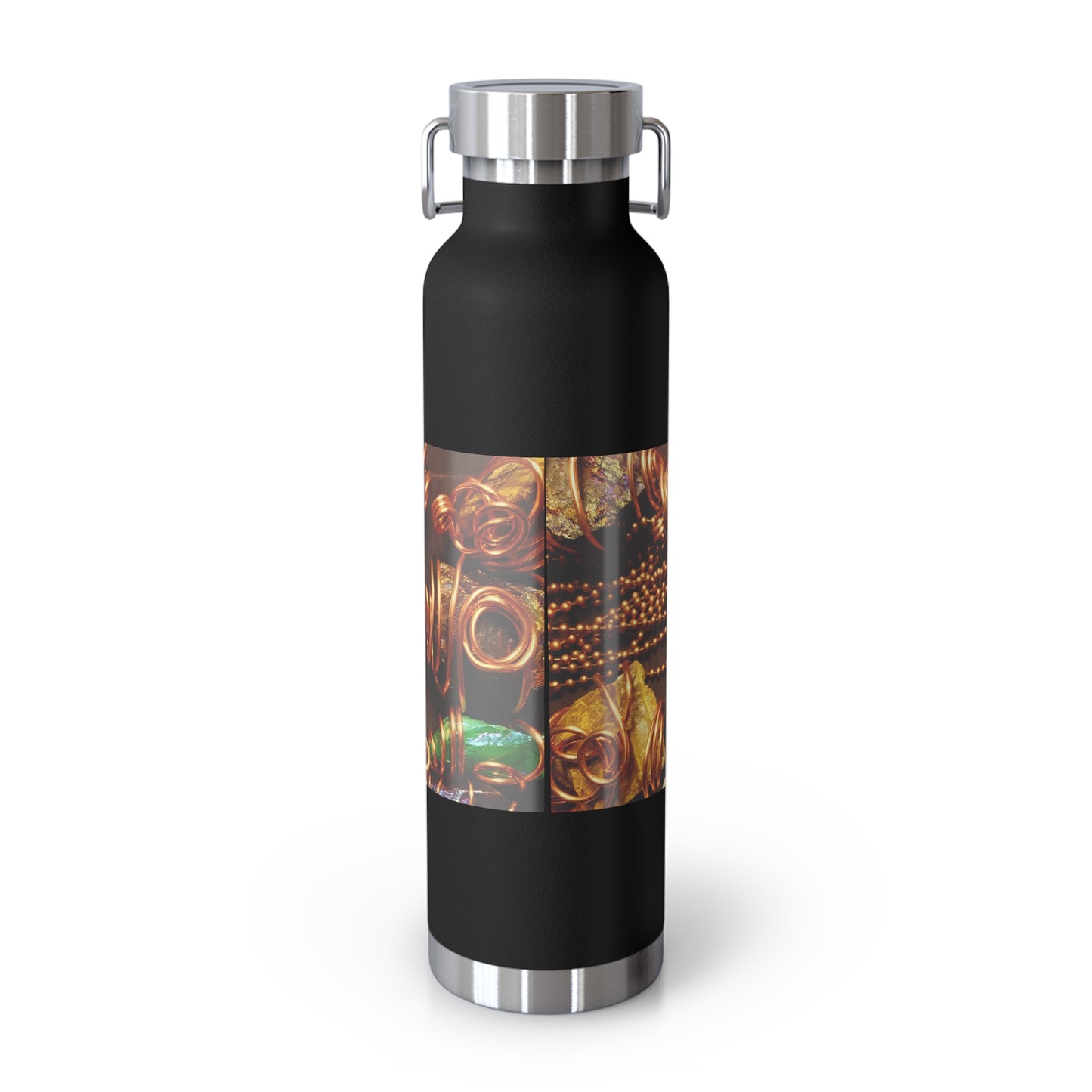 Stylish Copper Vacuum Insulated Water Bottle - 22oz, Gemstone Design