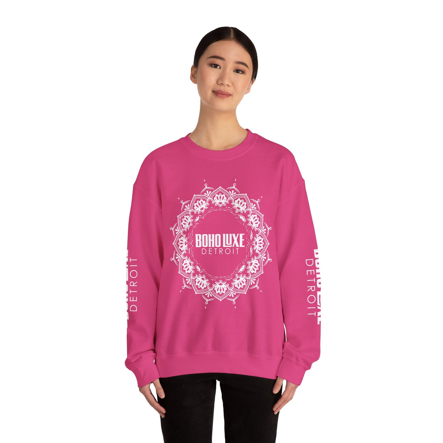 Boho Luxe Detroit Crewneck Sweatshirt - Unisex Heavy Blend™ - Stylish Comfort for Everyday Wear