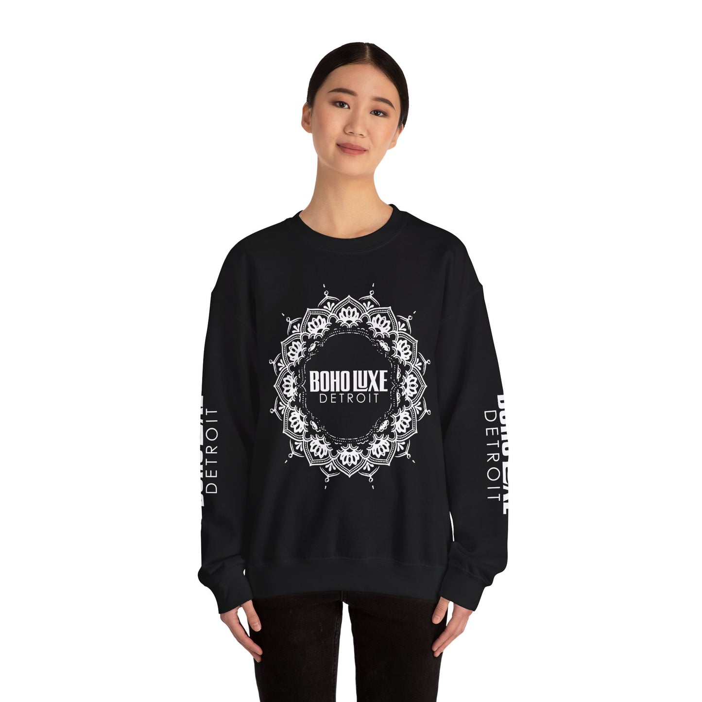 Boho Luxe Detroit Crewneck Sweatshirt - Unisex Heavy Blend™ - Stylish Comfort for Everyday Wear