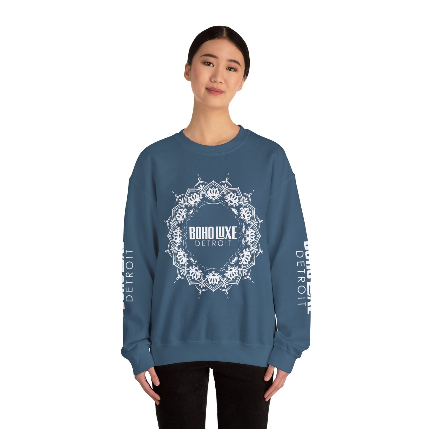 Boho Luxe Detroit Crewneck Sweatshirt - Unisex Heavy Blend™ - Stylish Comfort for Everyday Wear