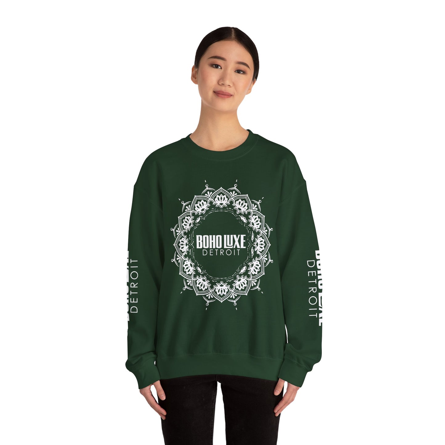 Boho Luxe Detroit Crewneck Sweatshirt - Unisex Heavy Blend™ - Stylish Comfort for Everyday Wear