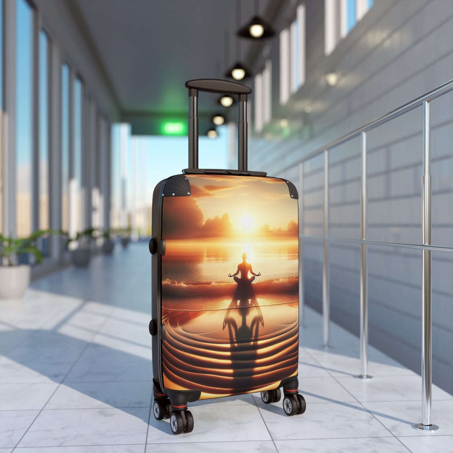 Serene Sunset Meditation Suitcase - Travel Luggage, Yoga Travel Bag, Inspirational Wall Art, Relaxation Gift, Mindfulness Accessory