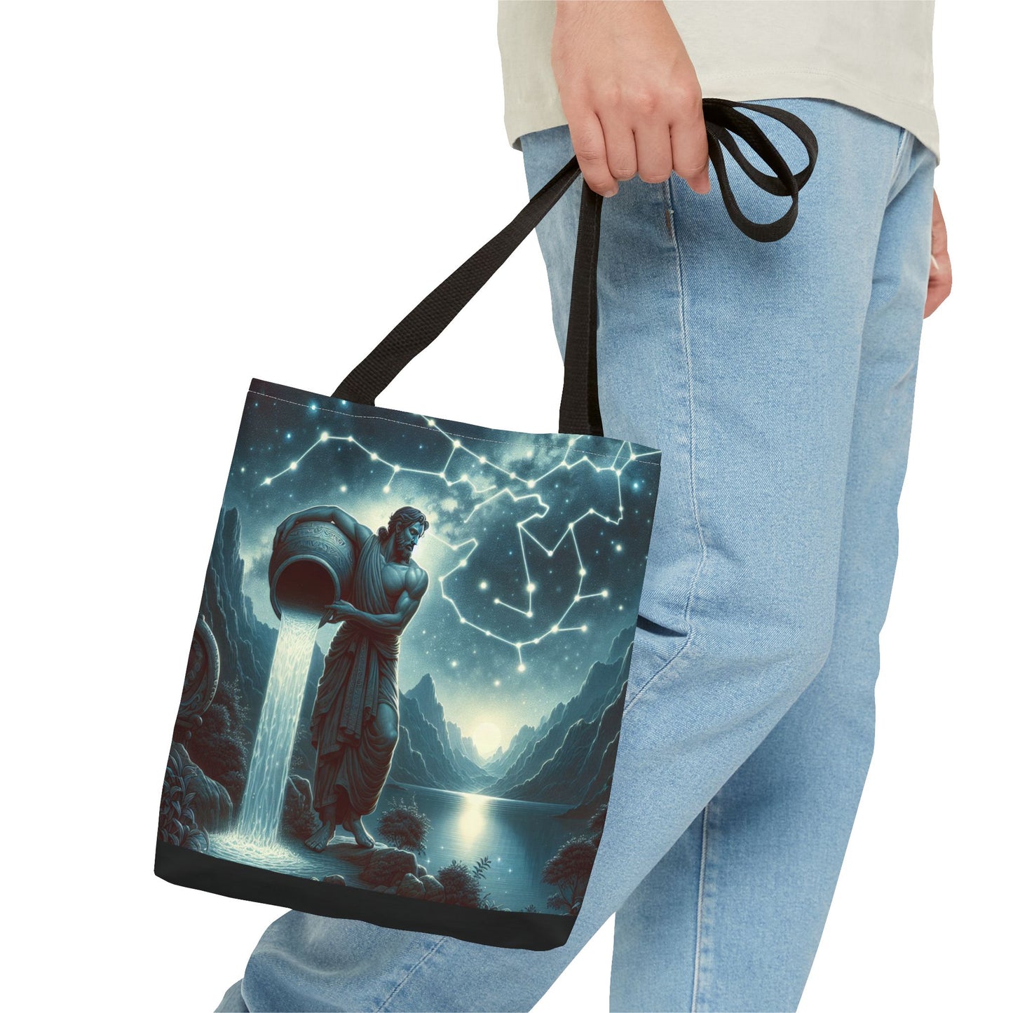 Celestial Aquarius Tote Bag - Ethereal Cosmic Design for Spiritual Travelers