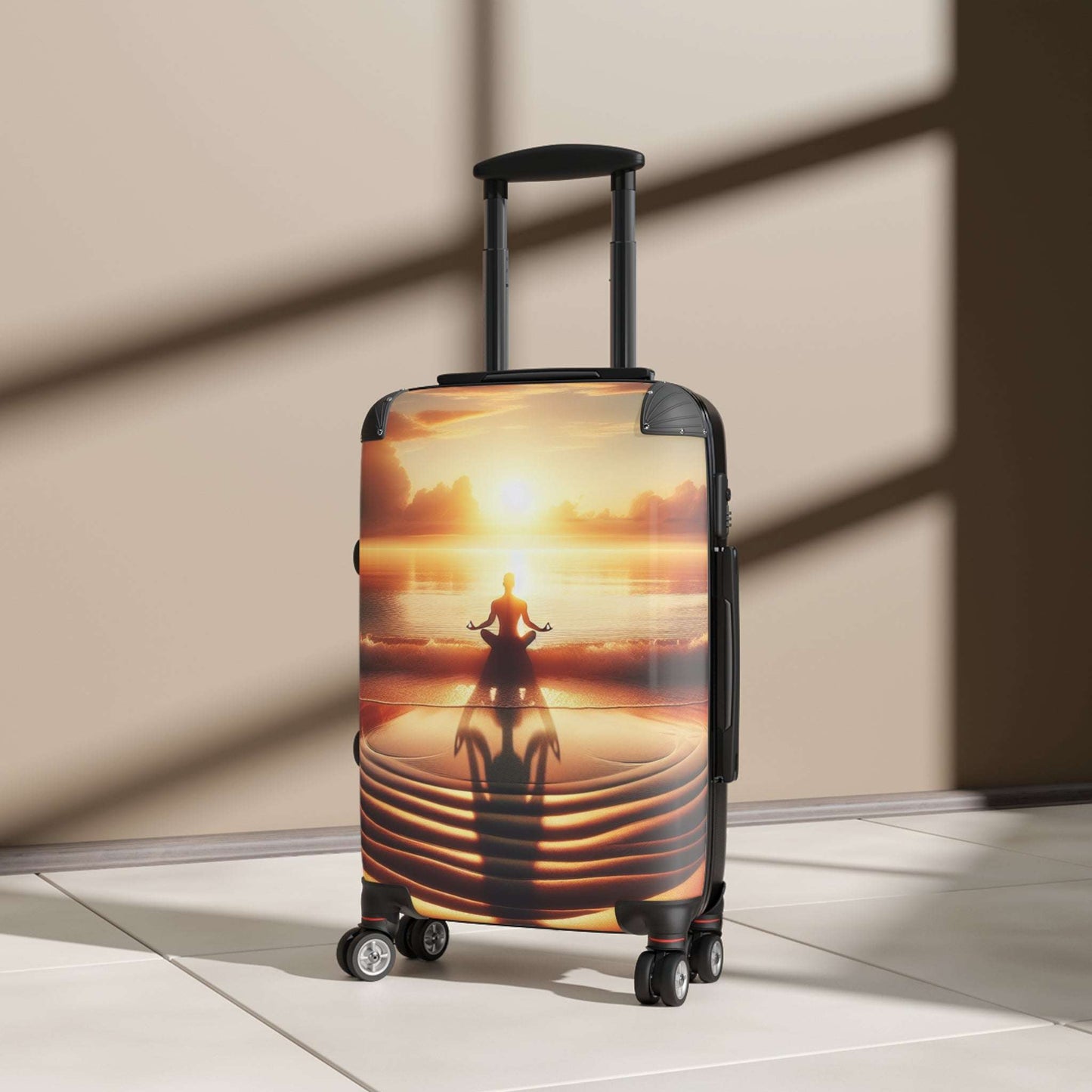 Serene Sunset Meditation Suitcase - Travel Luggage, Yoga Travel Bag, Inspirational Wall Art, Relaxation Gift, Mindfulness Accessory