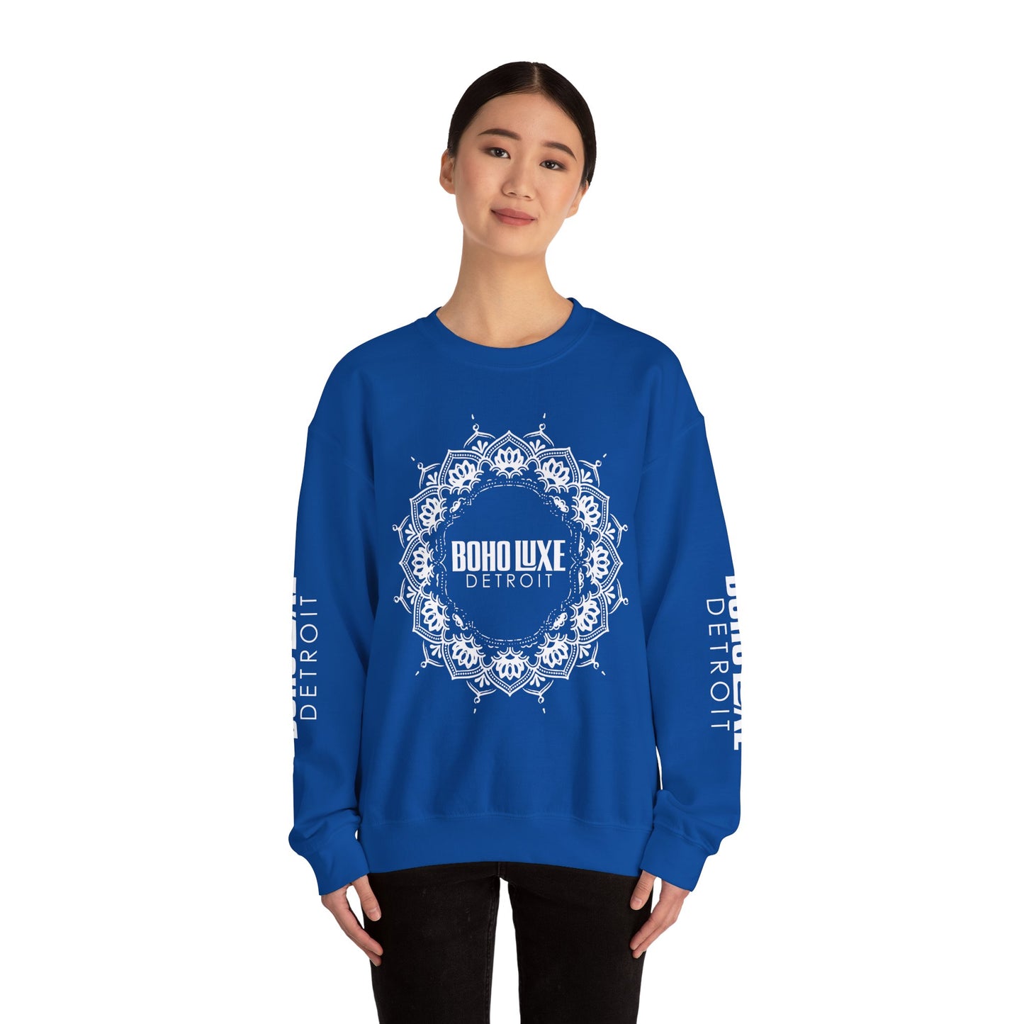 Boho Luxe Detroit Crewneck Sweatshirt - Unisex Heavy Blend™ - Stylish Comfort for Everyday Wear