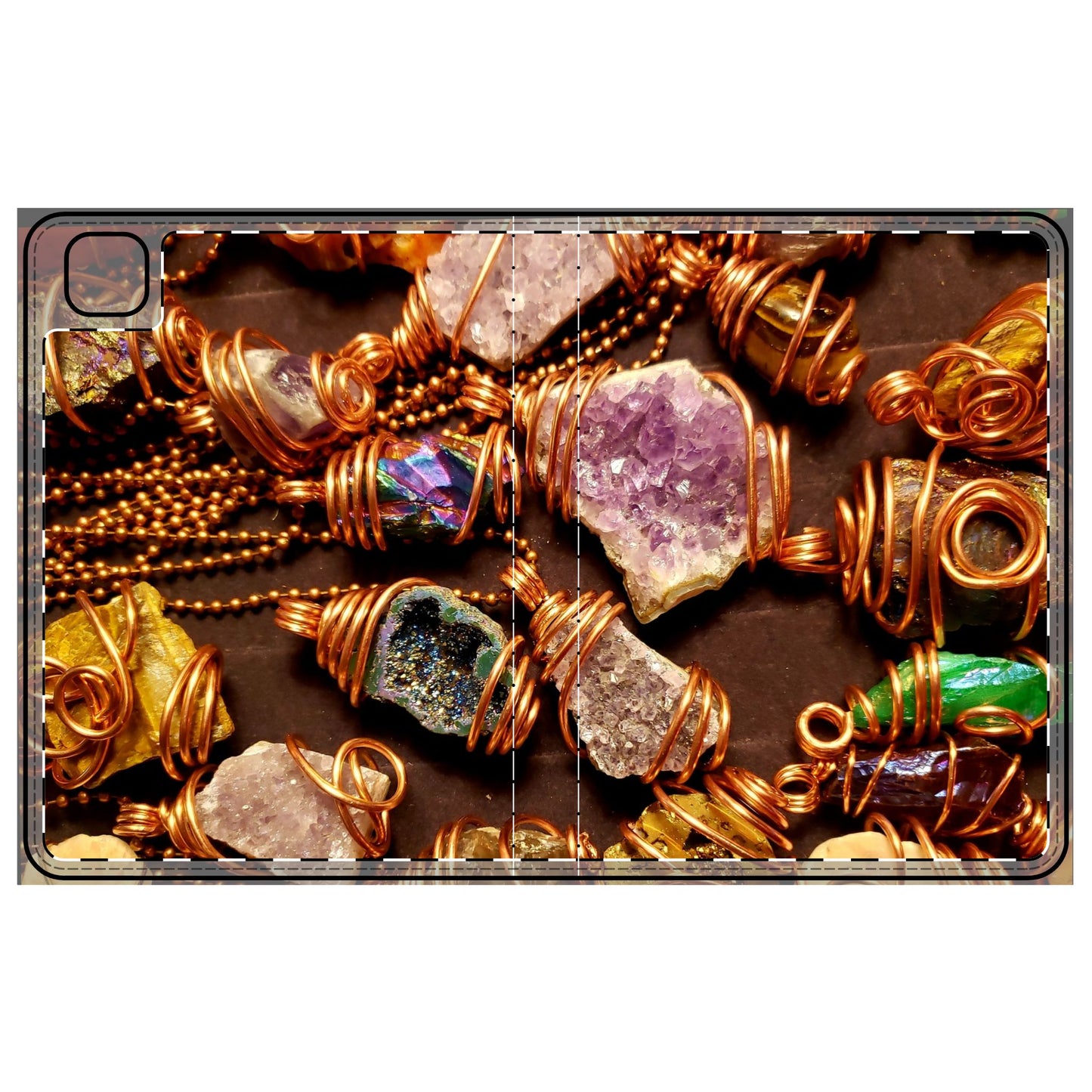 Gemstone Copper Wire Tablet Folio Case - Unique Art Design