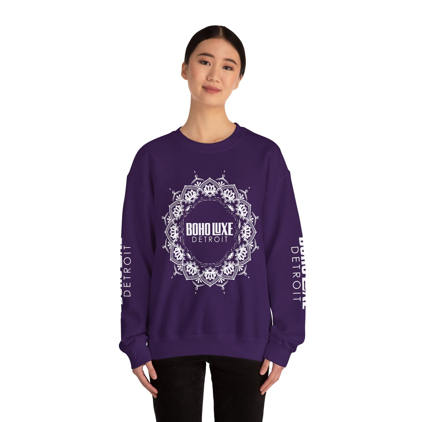 Boho Luxe Detroit Crewneck Sweatshirt - Unisex Heavy Blend™ - Stylish Comfort for Everyday Wear