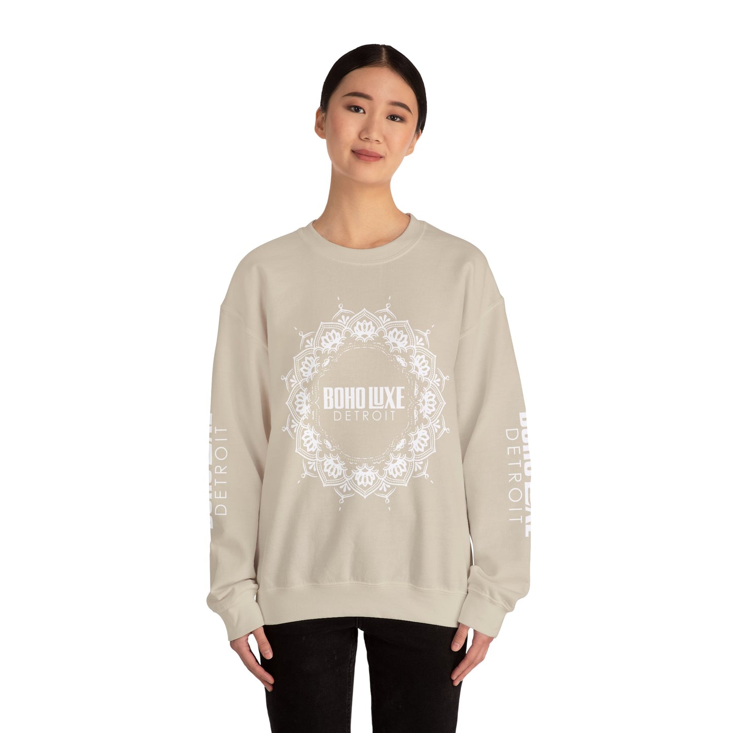 Boho Luxe Detroit Crewneck Sweatshirt - Unisex Heavy Blend™ - Stylish Comfort for Everyday Wear