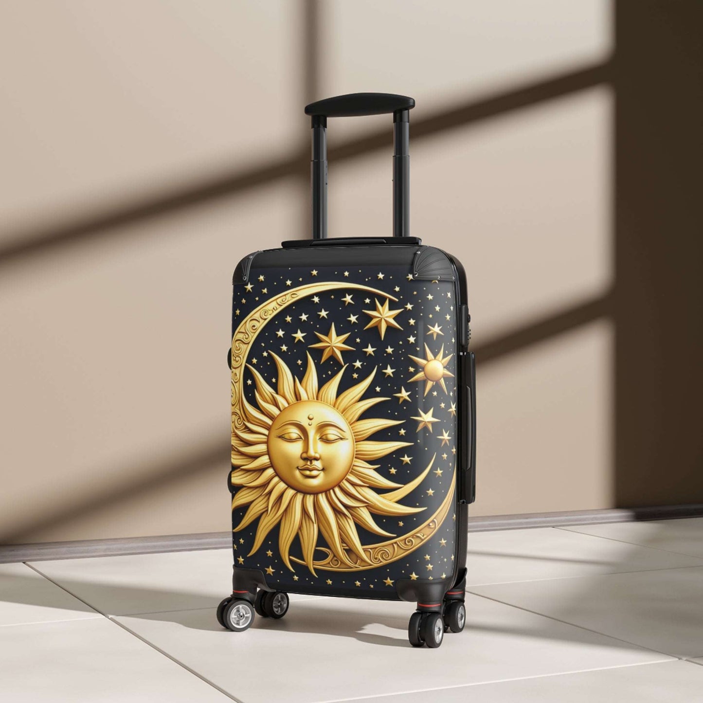 Golden Sun Travel Suitcase, Wanderlust Luggage, Stylish Cabin Bag, Vacation Suitcase, Ideal for Summer Trips, Great for Travel Enthusiasts