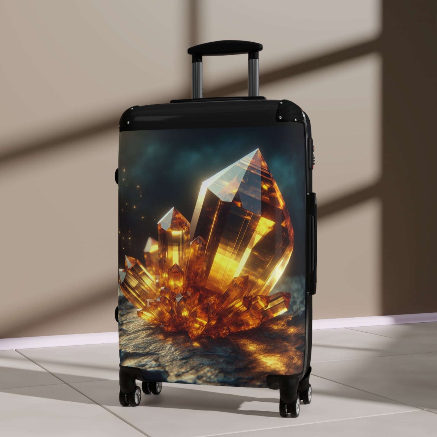 Crystal-Design Suitcase, Vibrant Travel Bag, Luggage, Vacation Gear, Unique Gift, Stylish Carry-On