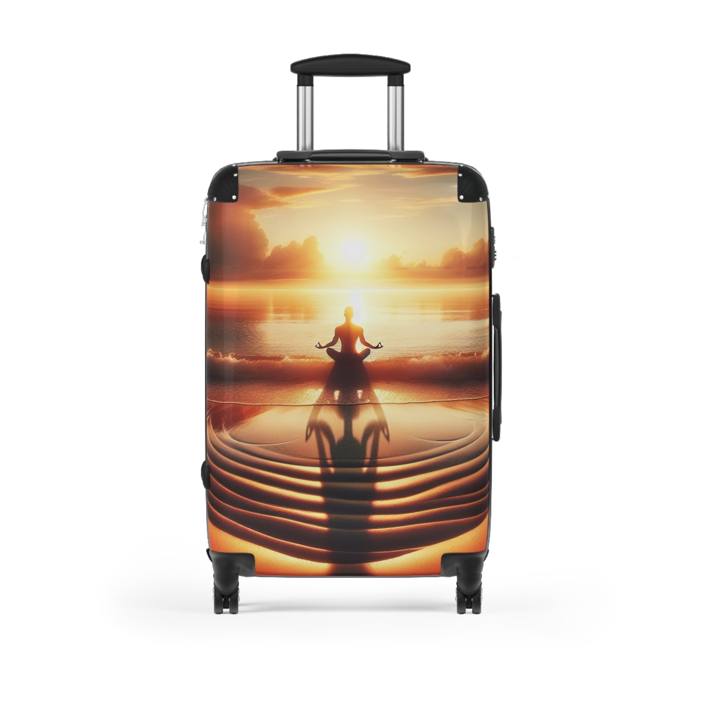 Serene Sunset Meditation Suitcase - Travel Luggage, Yoga Travel Bag, Inspirational Wall Art, Relaxation Gift, Mindfulness Accessory