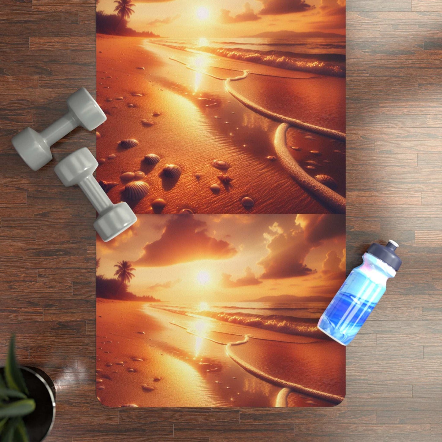 Sunset Serenity Rubber Yoga Mat | Non-Slip Fitness Mat | Meditation | Exercise | Gift for Yoga Lovers | Home Workout Decor