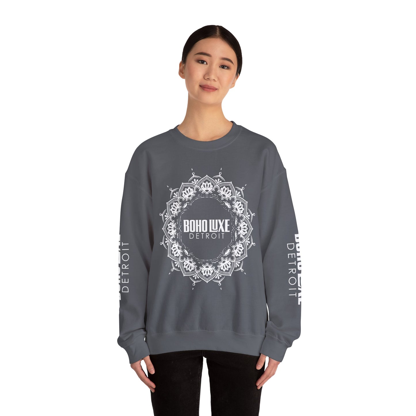 Boho Luxe Detroit Crewneck Sweatshirt - Unisex Heavy Blend™ - Stylish Comfort for Everyday Wear