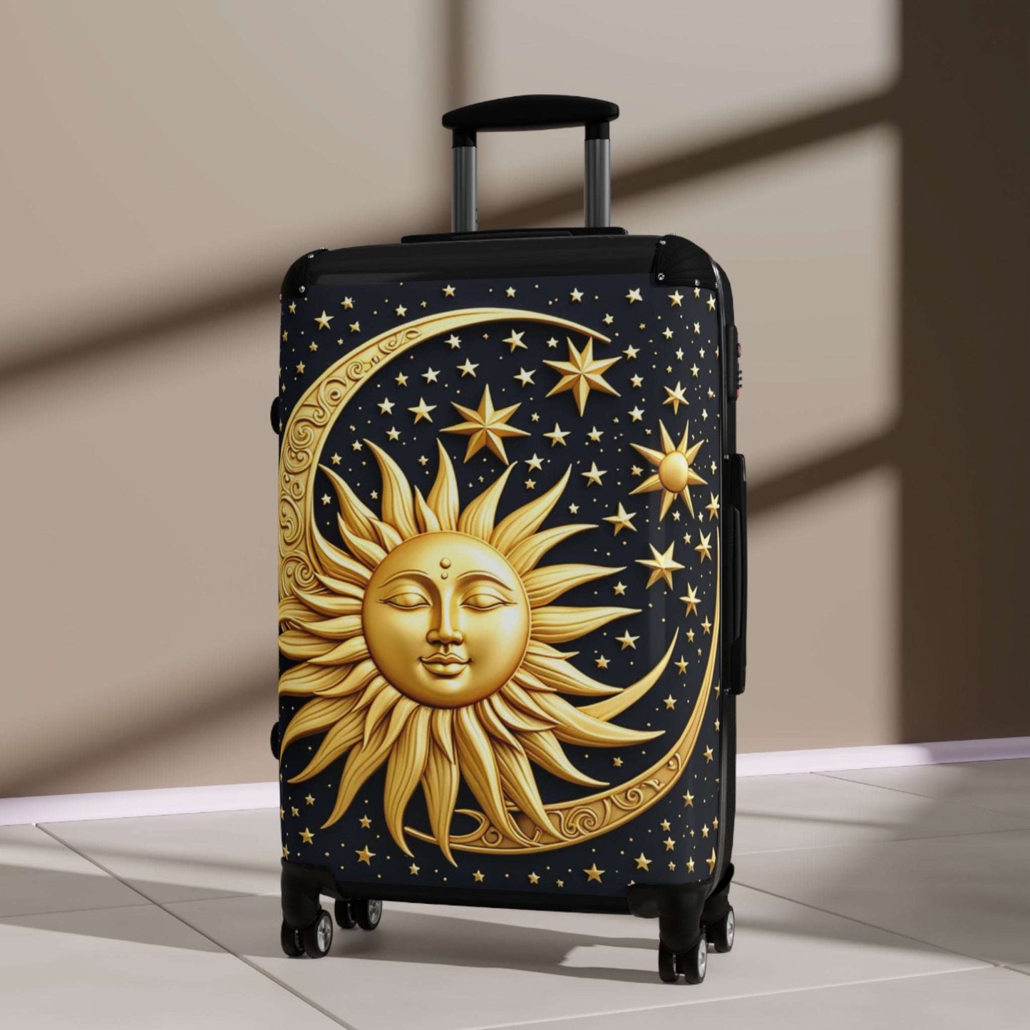 Golden Sun Travel Suitcase, Wanderlust Luggage, Stylish Cabin Bag, Vacation Suitcase, Ideal for Summer Trips, Great for Travel Enthusiasts