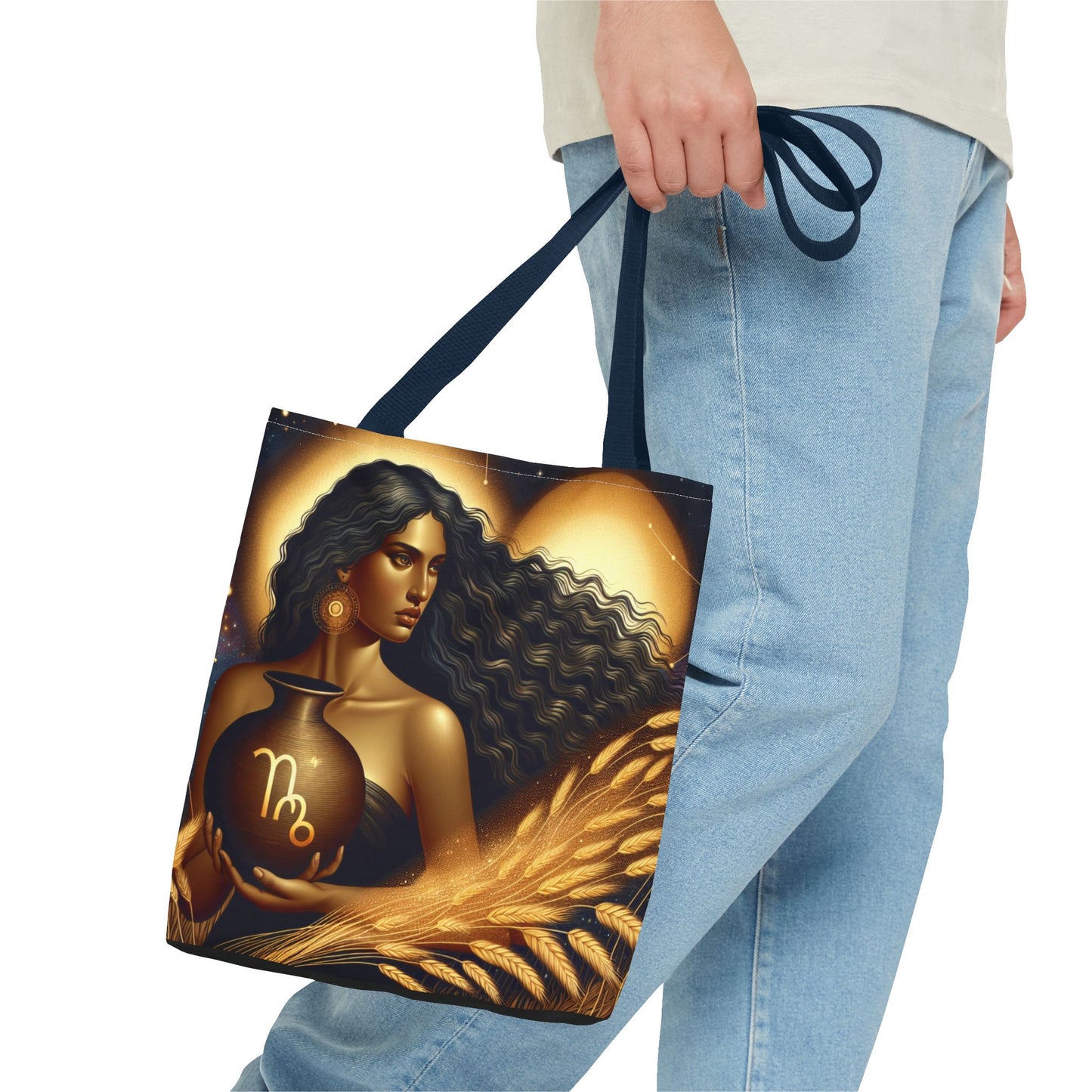 Astrology Tote Bag - Zodiac Virgo Design with Elegant Goddess Illustration