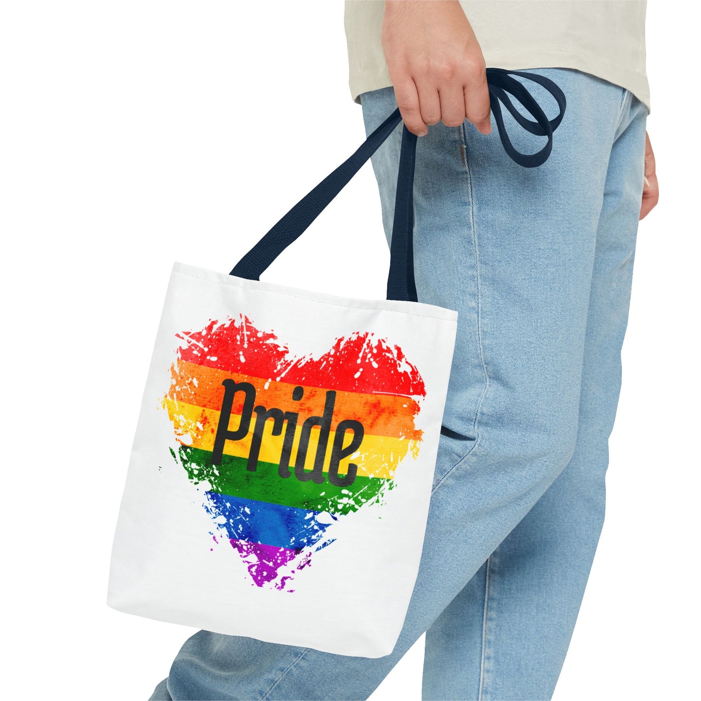Pride Heart Tote Bag - Colorful AOP Carryall for LGBTQ+ Celebrations, Festival Gear, Everyday Use, Gift for Allies, Eco-Friendly Bag