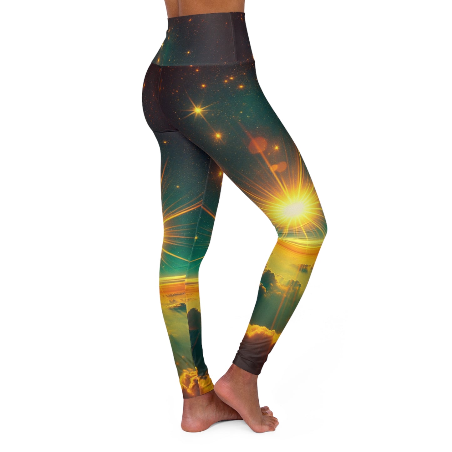 Sunrise Pattern High Waisted Yoga Leggings, Activewear, Fitness, Gift for Yogis, Summer Style, Workout Leggings