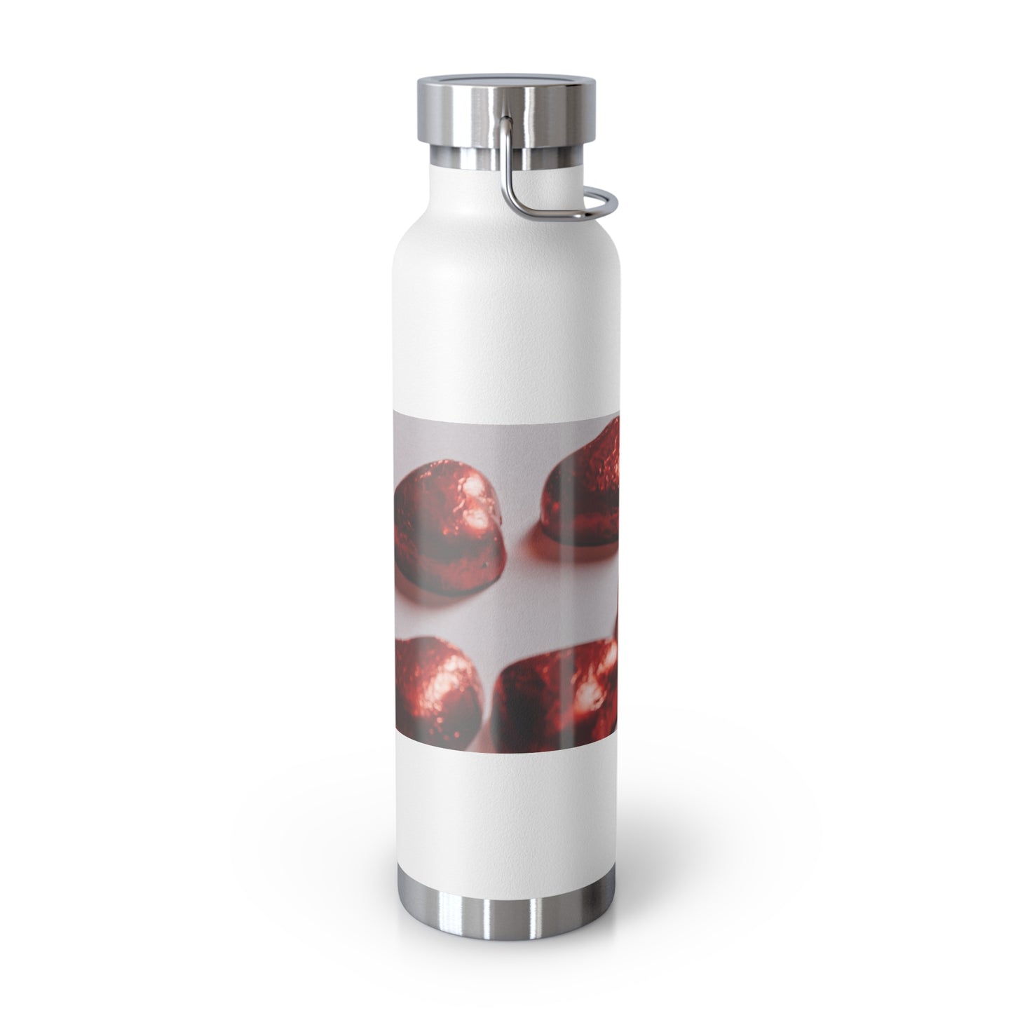 Artistic Copper Vacuum Insulated Water Bottle - 22oz with Vibrant Red Design