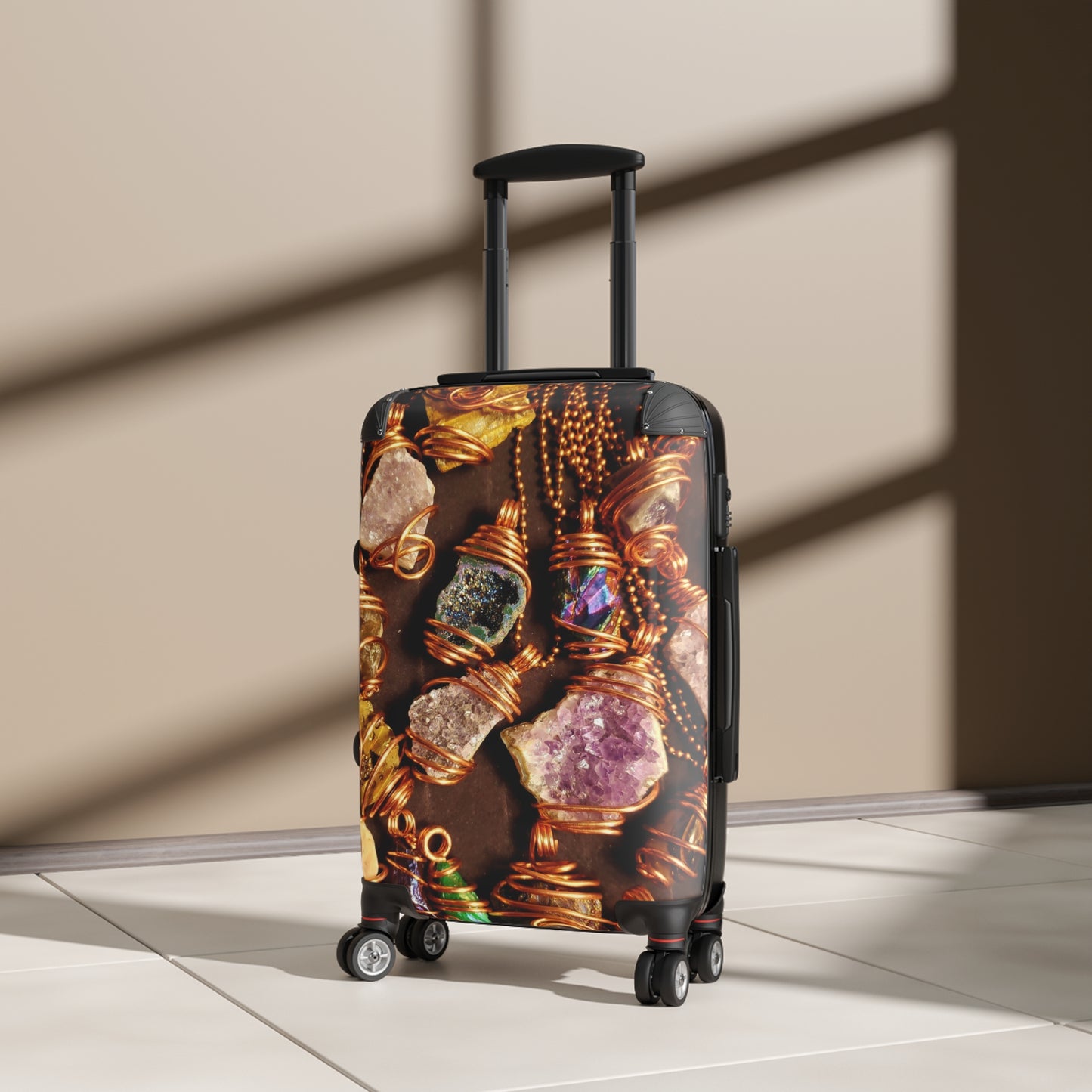 Travel Style Suitcase with Gemstone Design