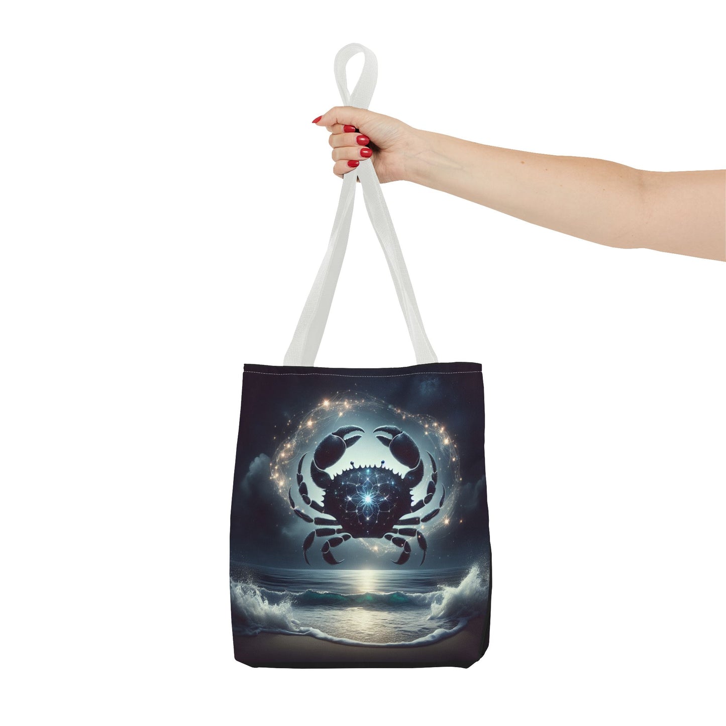 Celestial Cancer Tote Bag - Cosmic Ocean Design for Beach Lovers