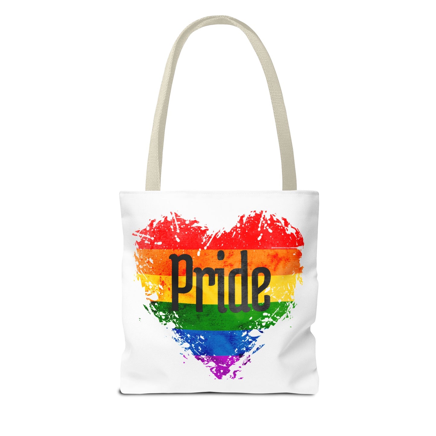 Pride Heart Tote Bag - Colorful AOP Carryall for LGBTQ+ Celebrations, Festival Gear, Everyday Use, Gift for Allies, Eco-Friendly Bag