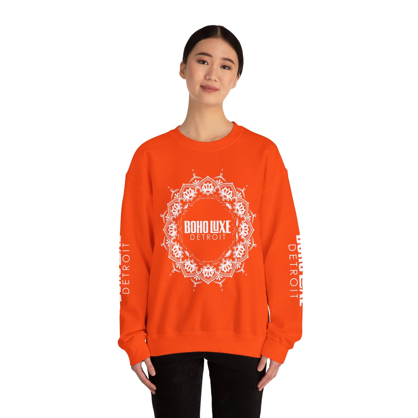 Boho Luxe Detroit Crewneck Sweatshirt - Unisex Heavy Blend™ - Stylish Comfort for Everyday Wear