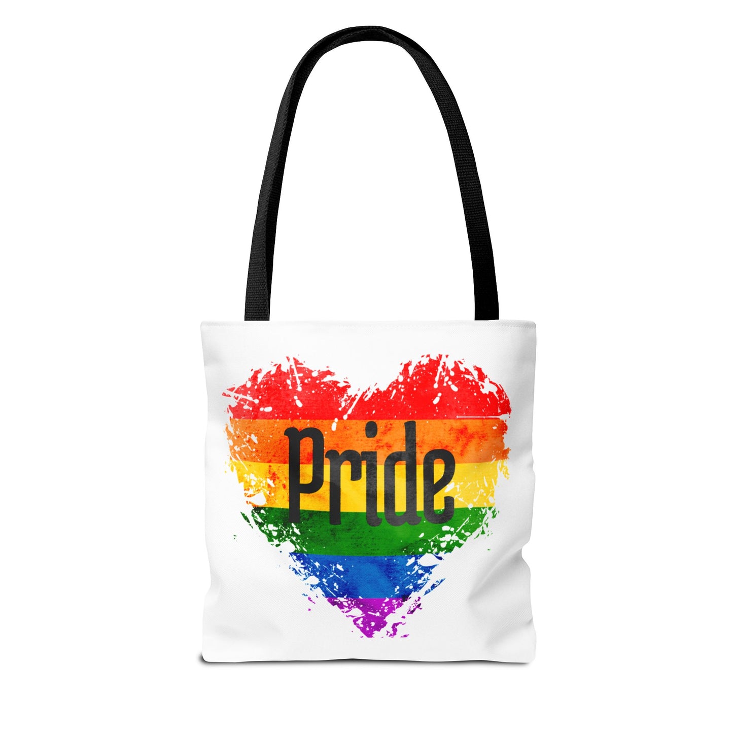Pride Heart Tote Bag - Colorful AOP Carryall for LGBTQ+ Celebrations, Festival Gear, Everyday Use, Gift for Allies, Eco-Friendly Bag