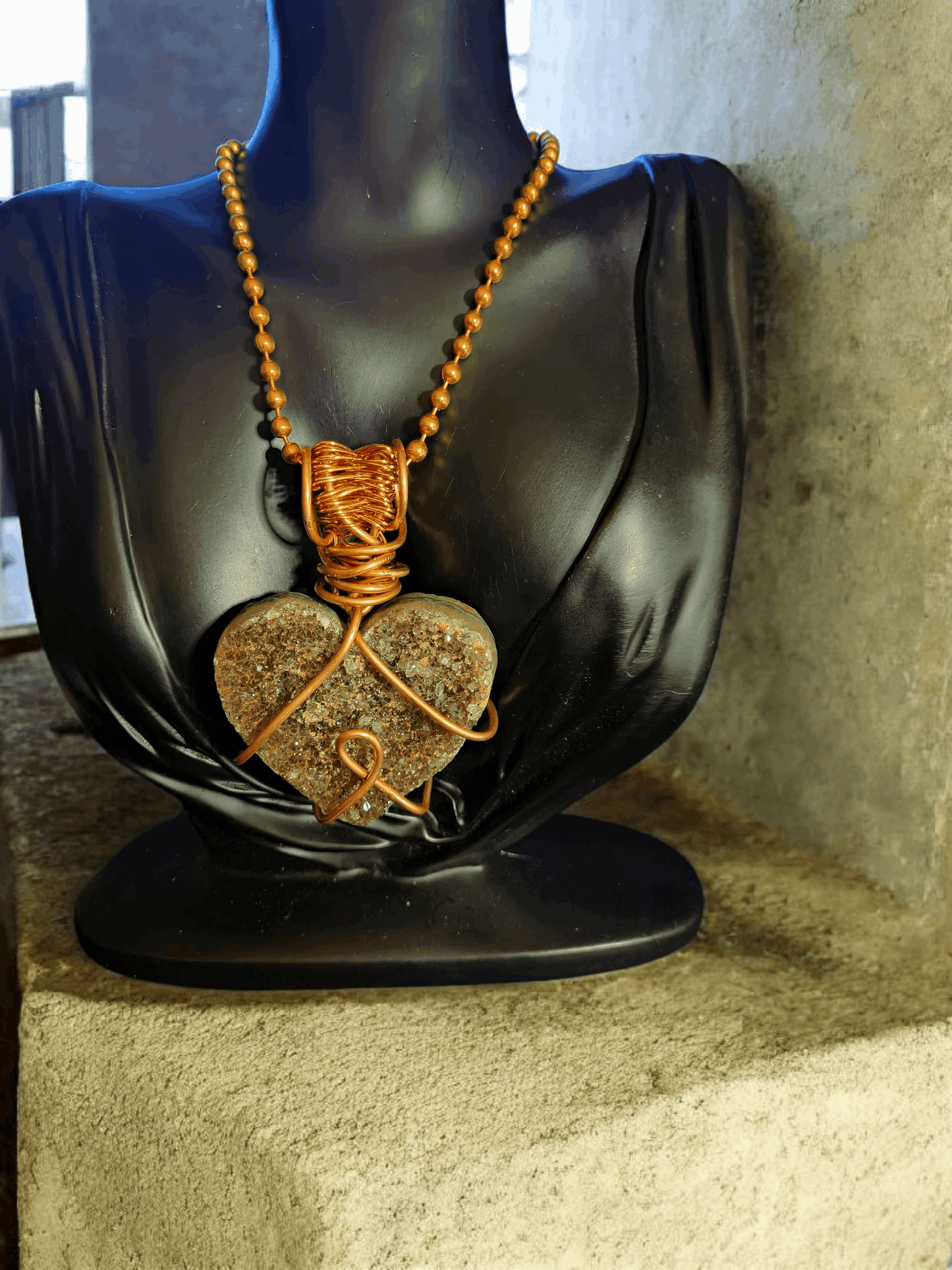 Amethyst Drusy Cluster Heart Necklace