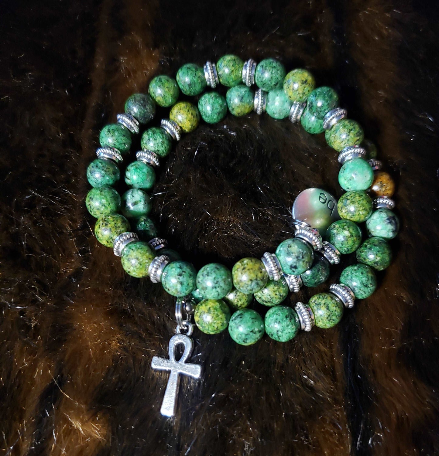 African Turquoise Crystal Memory Wire Bracelet