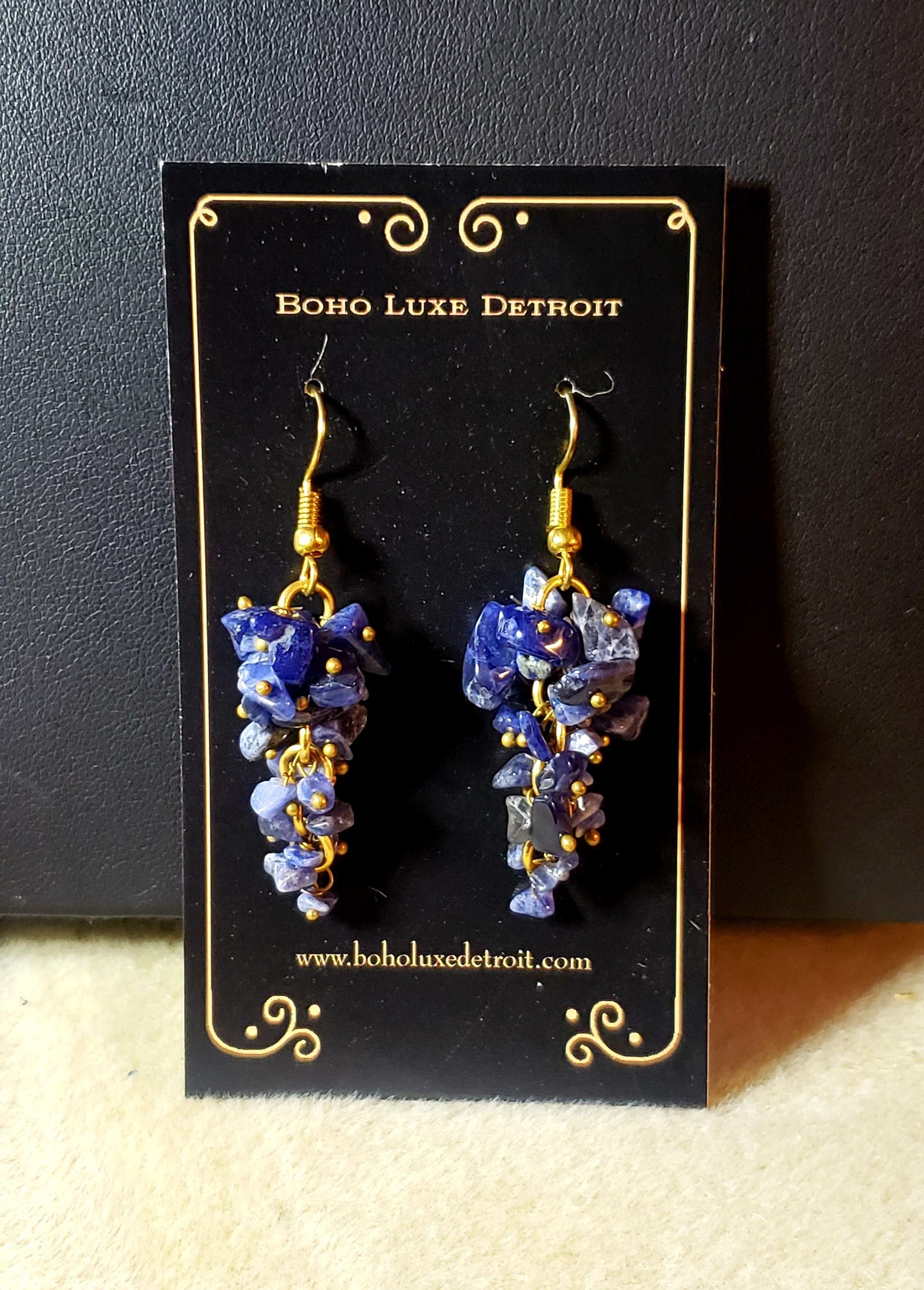 Sodalite Crystal Cluster Earrings