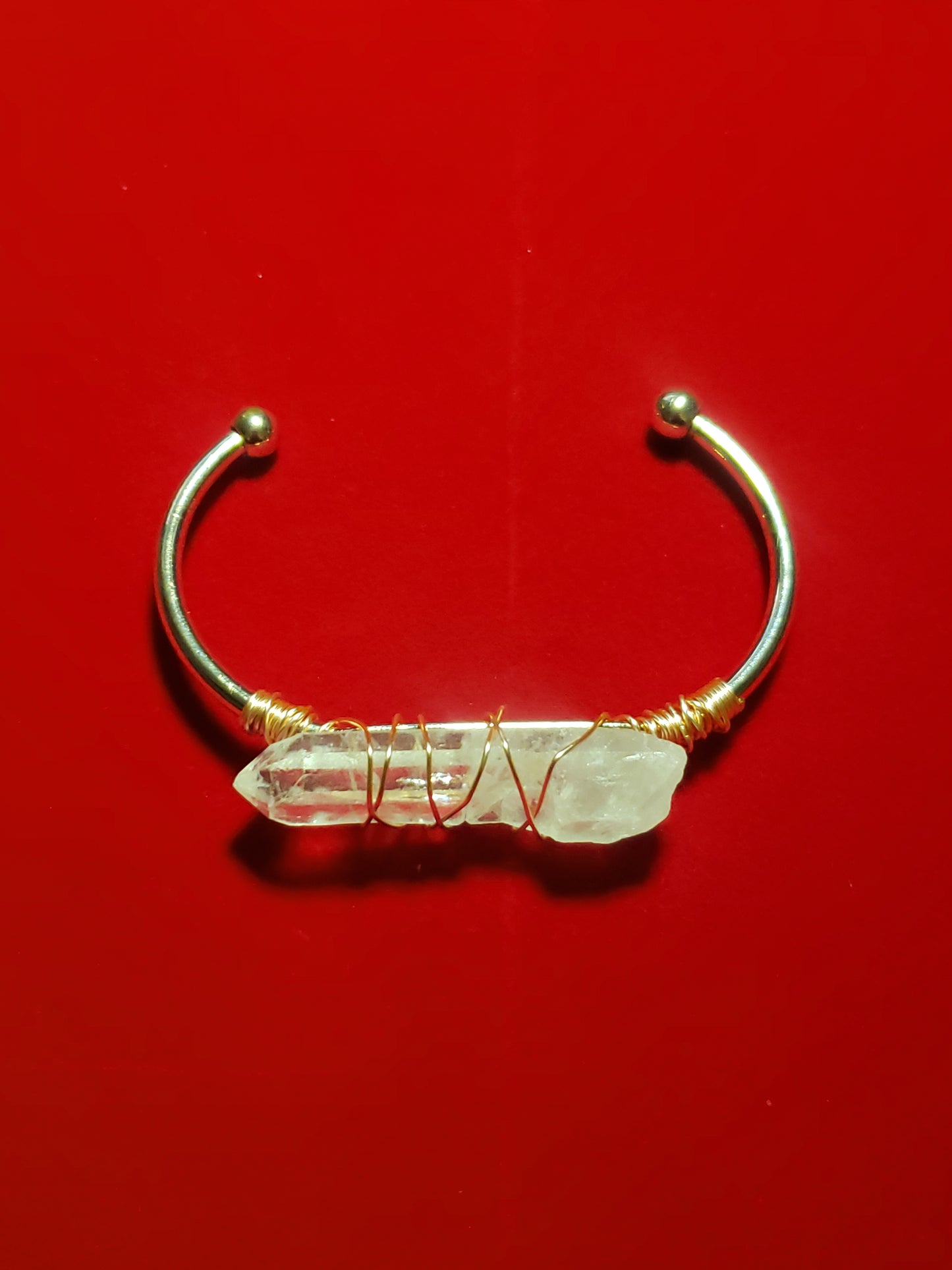 Rose Gold Crystal Quartz Cuff Bracelet