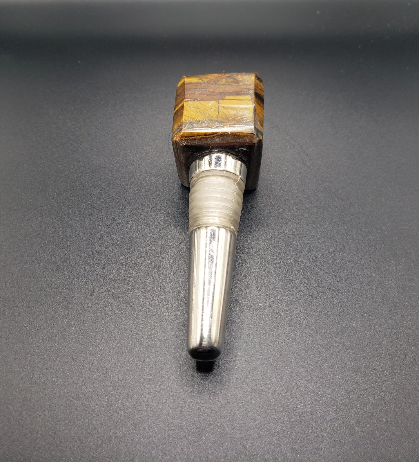 TIGERS EYE Gemstone Cube Bottle Stopper