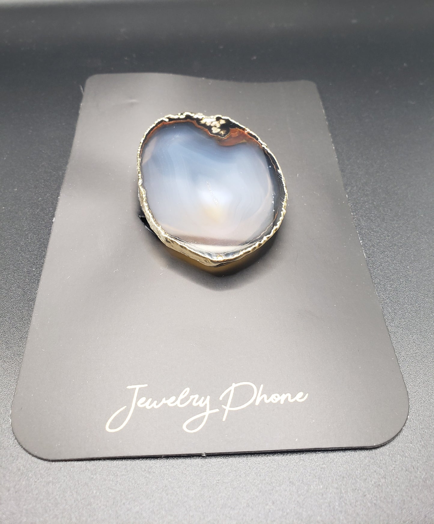 FREEFORM GOLD PLATED GREY AGATE PHONE GRIP