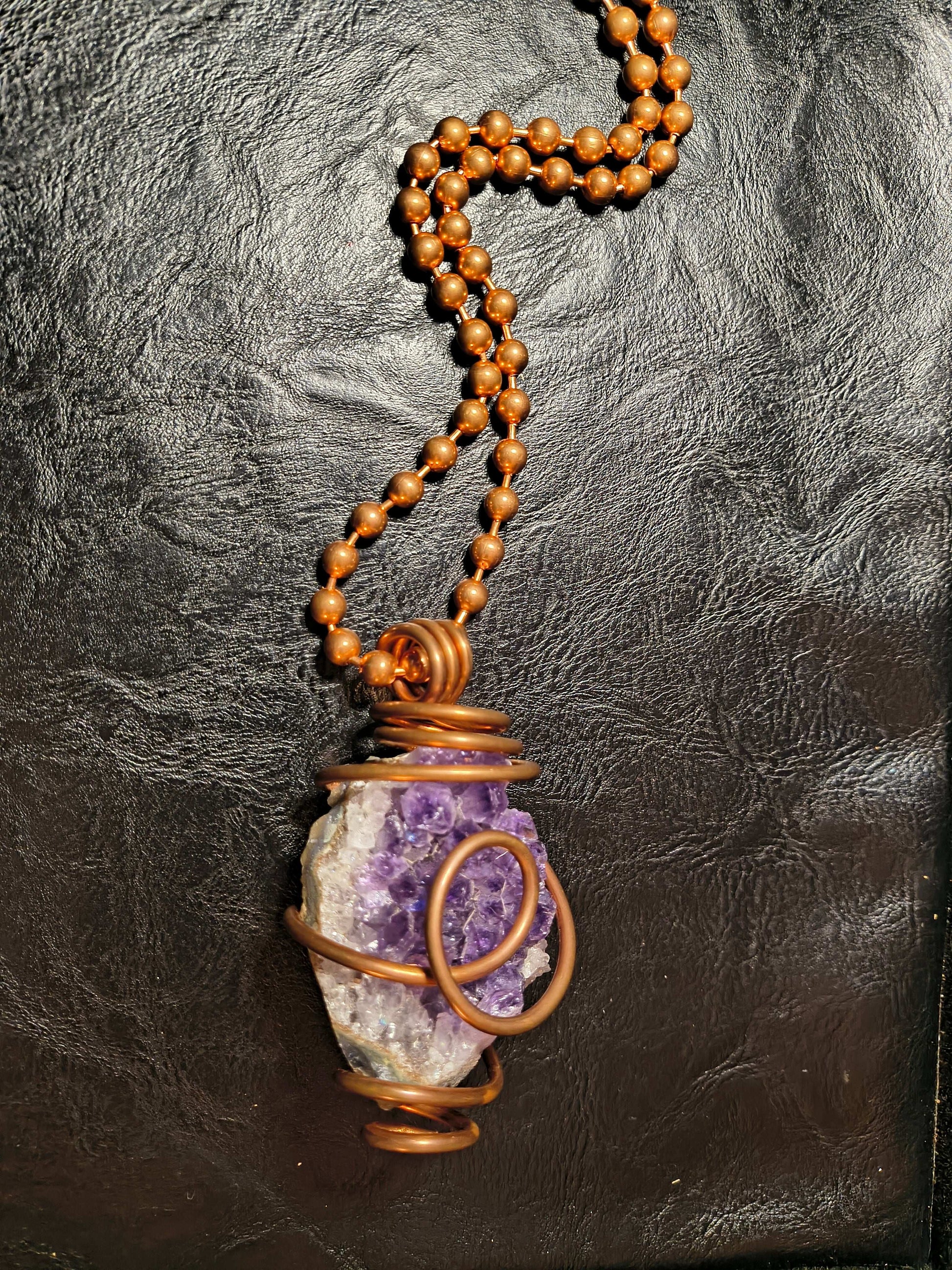 Amethyst Drusy Cluster Necklace