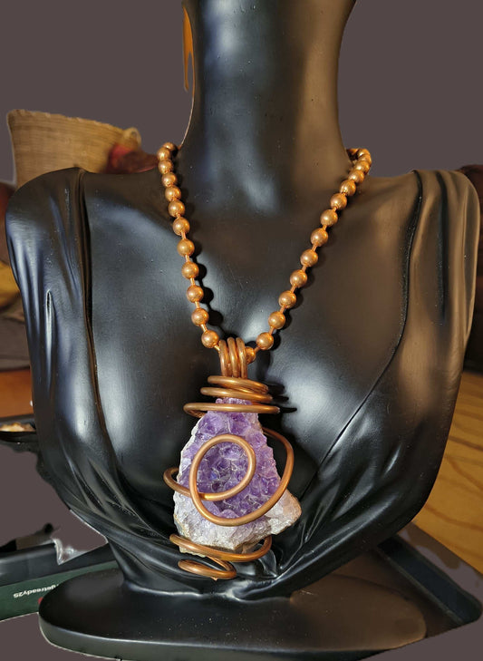 Amethyst Drusy Cluster Necklace