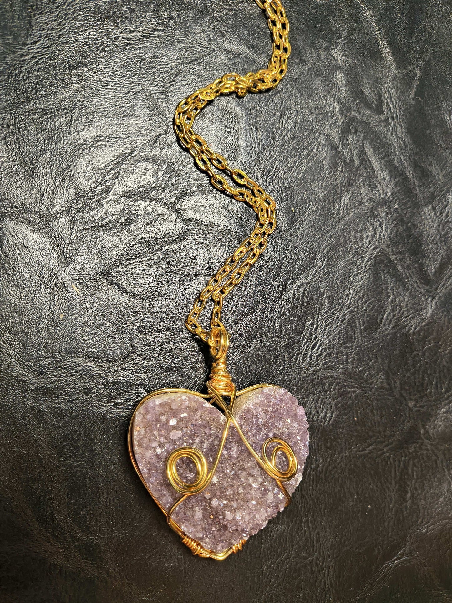 Amethyst Crystal Heart Necklace