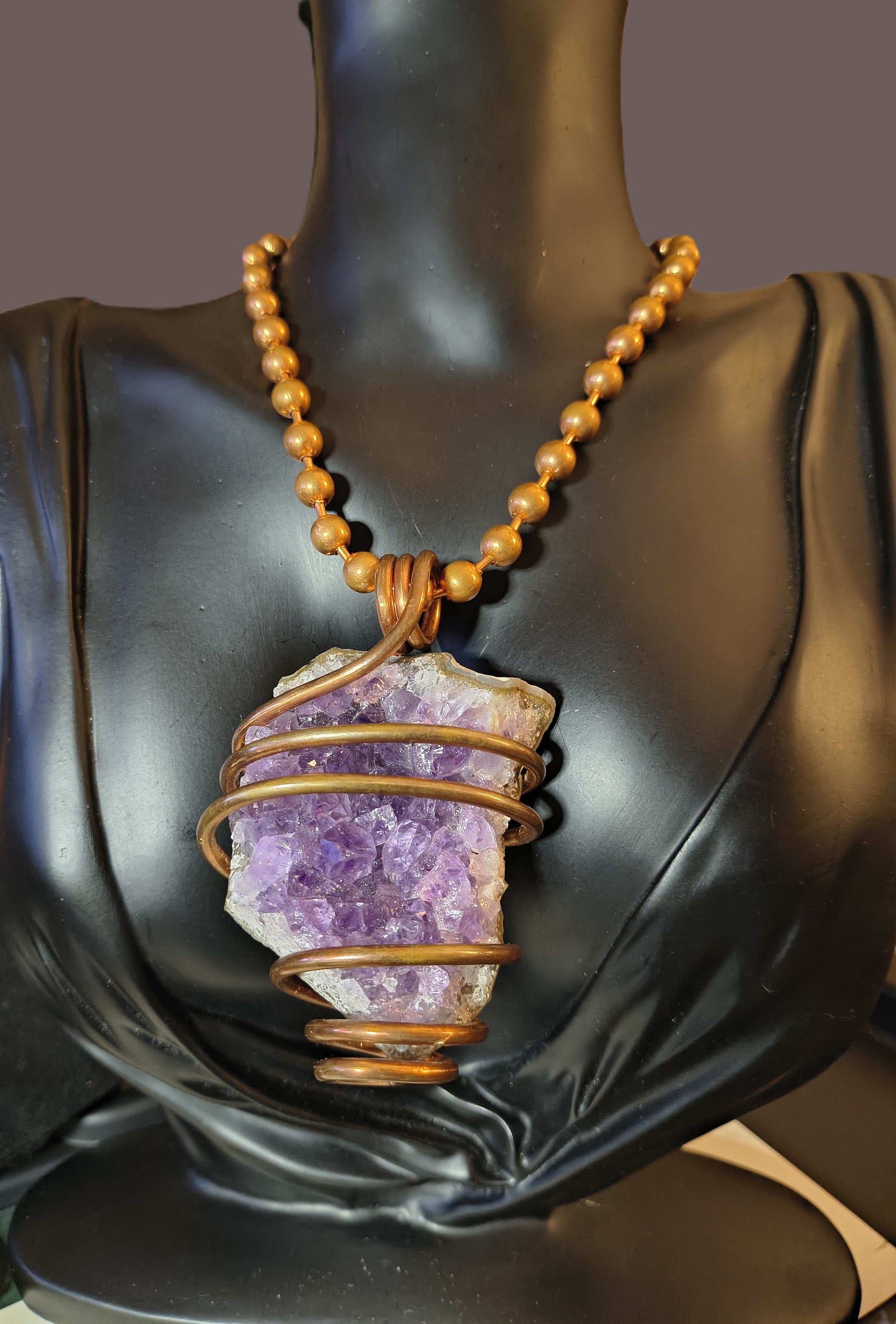 Large Amethyst Drusy Cluster Necklace