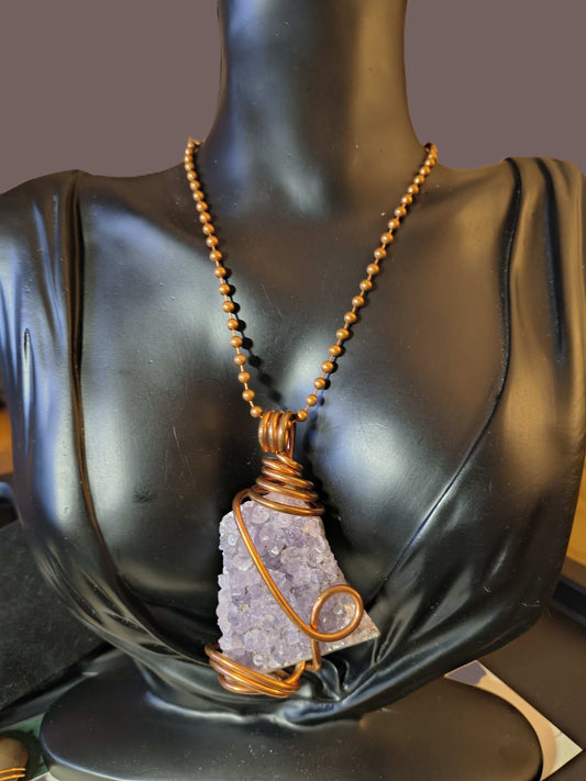 Amethyst Medium Drusy Cluster Necklace