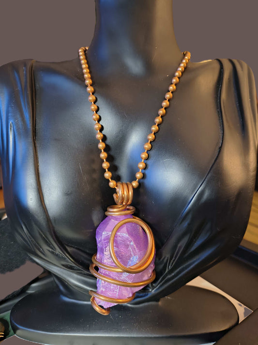Purple Titanium Quartz Necklace