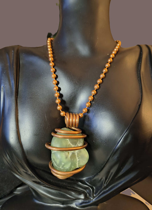 Raw Prehnite Cluster Necklace