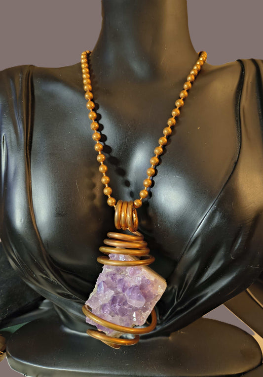 Amethyst Cluster Drusy Necklace