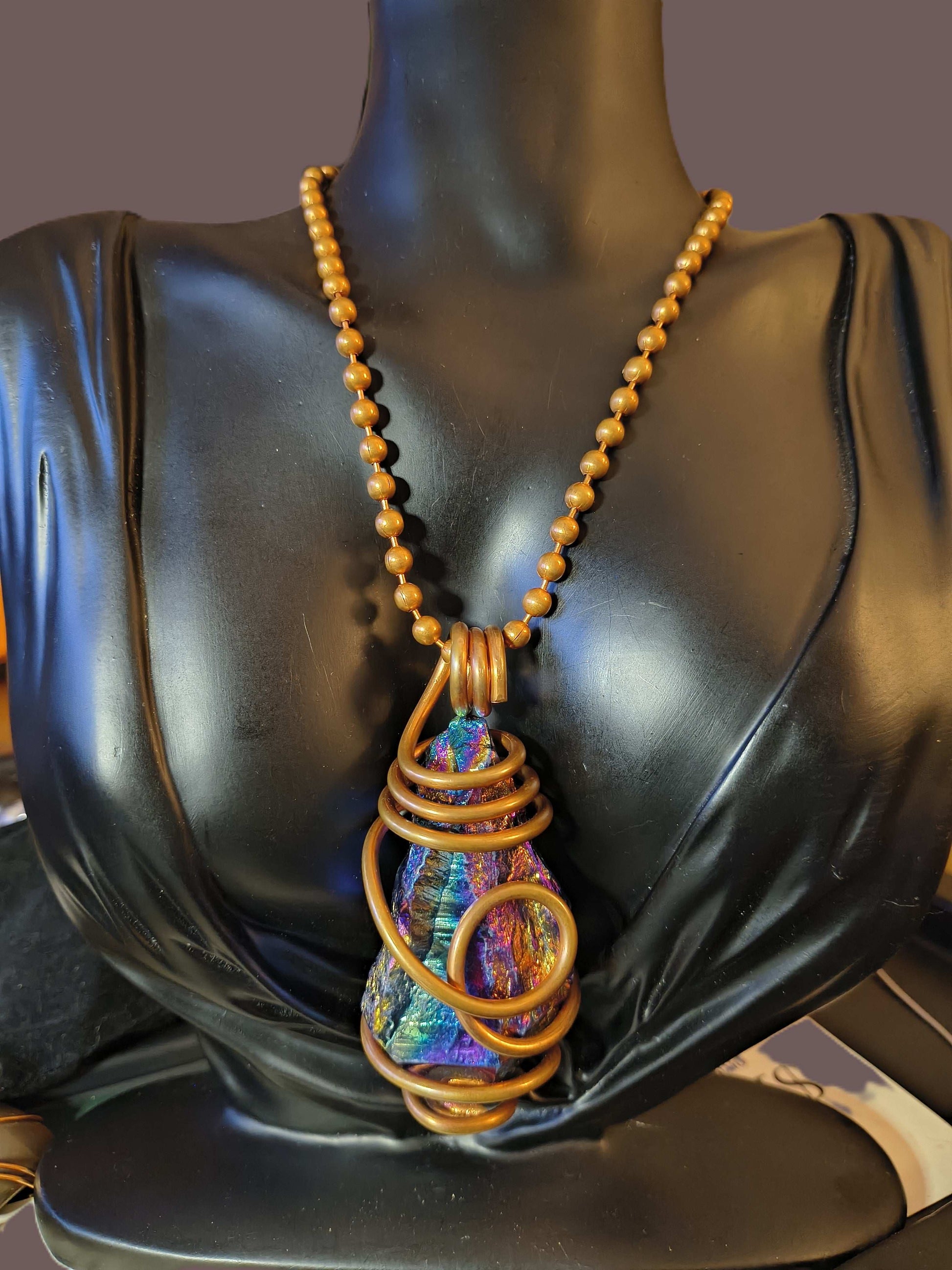 Large Rainbow Titanium Quartz  Necklace