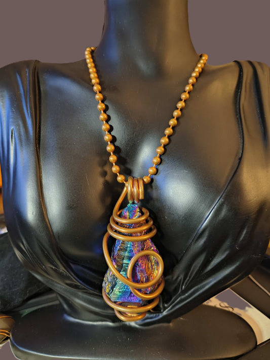 Large Rainbow Titanium Quartz  Necklace