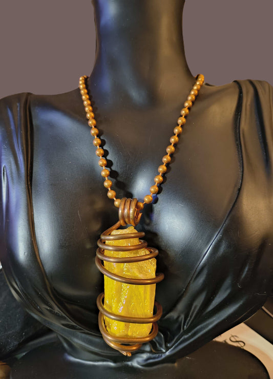 Yellow Titainium Quartz Necklace