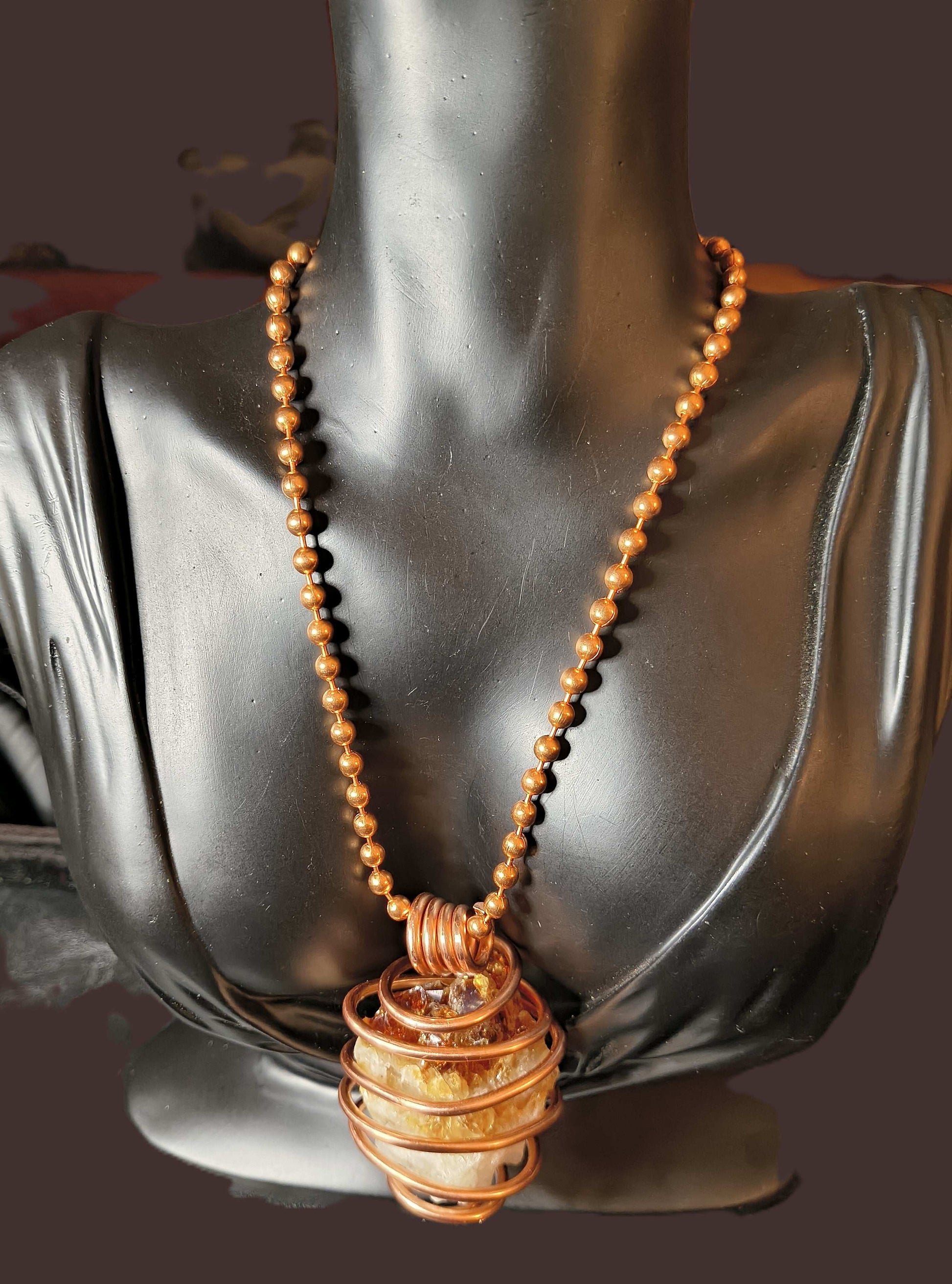 Large Citrine Drusy Cluster Necklace