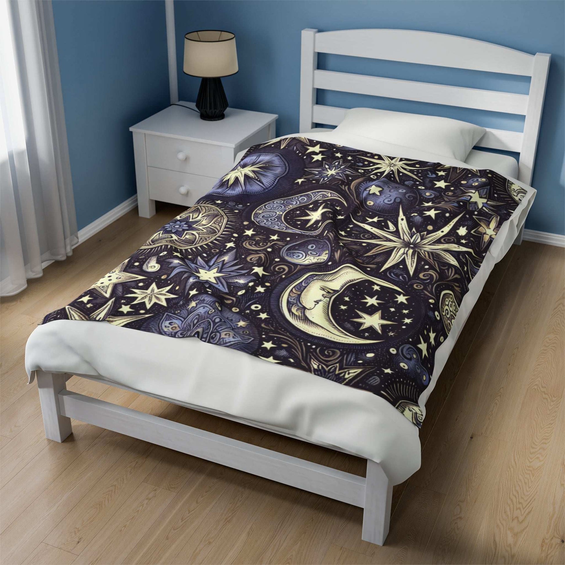 Celestial Dreams Velveteen Plush Blanket - Cozy Starry Night Throw for Stargazers
