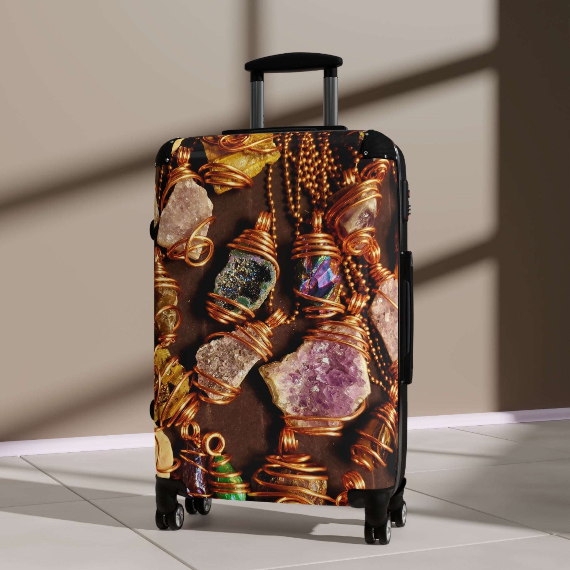 Travel Style Suitcase with Gemstone Design