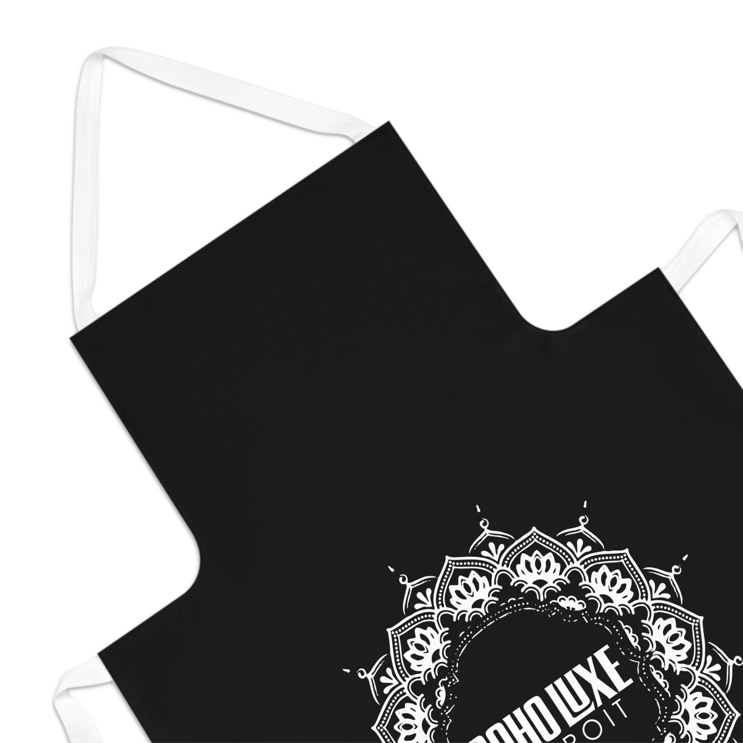 Boho Luxe Adult Apron, Mandala Cooking Apron, Unique Gift for Chefs, Artisanal Cookware, Kitchen Decor, Black Apron with Print