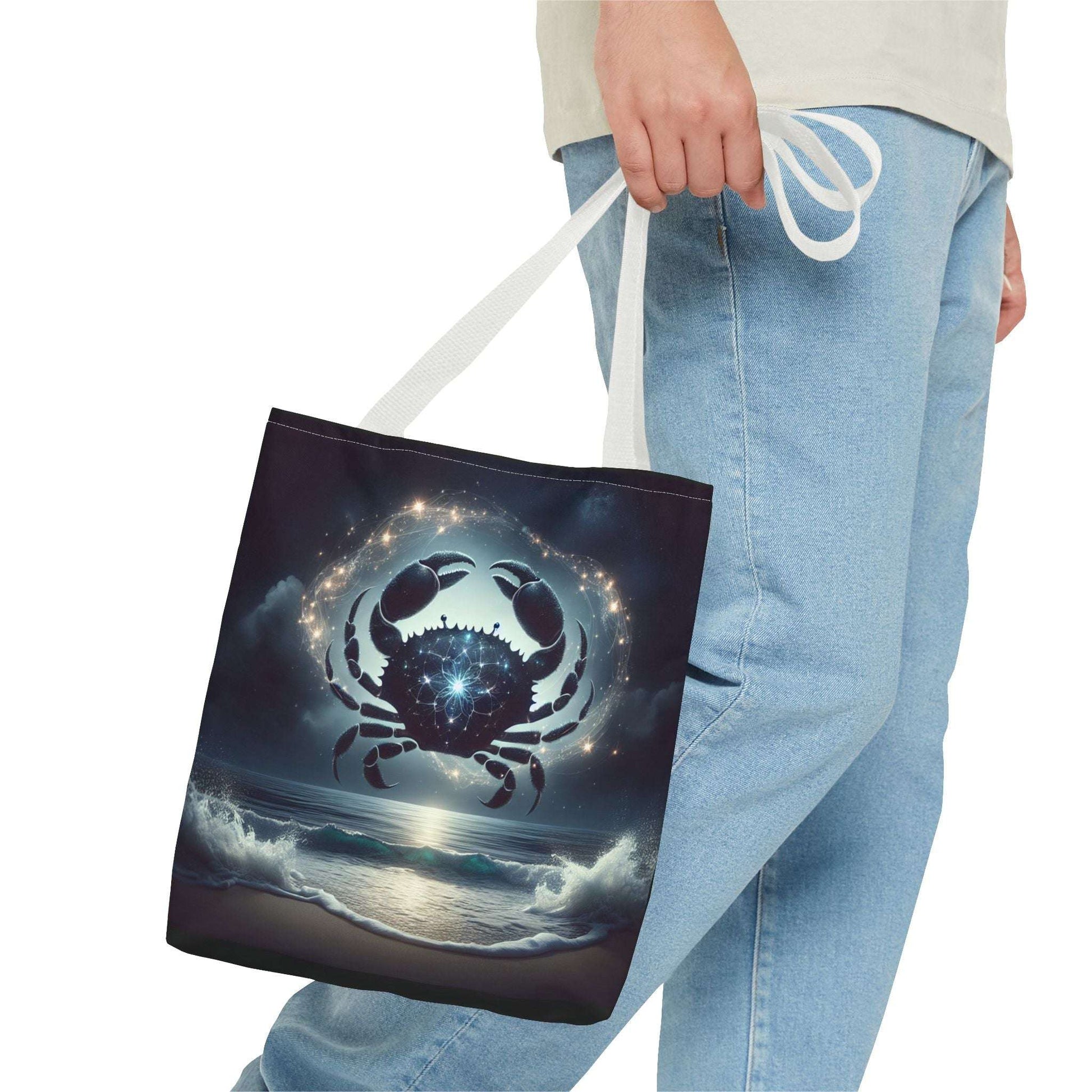 Celestial Cancer Tote Bag - Cosmic Ocean Design for Beach Lovers